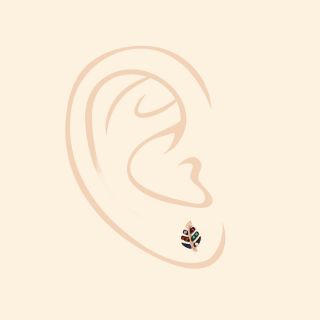 925 Sterling Silver stud earrings rose gold plated with leaf design and multicolored cubic zirconia - 