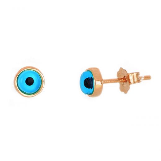 925 Sterling Silver stud earrings rose gold plated with evil eyes design