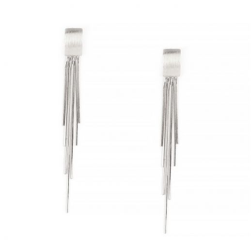 925 Sterling Silver earrings rhodium plated with little chains