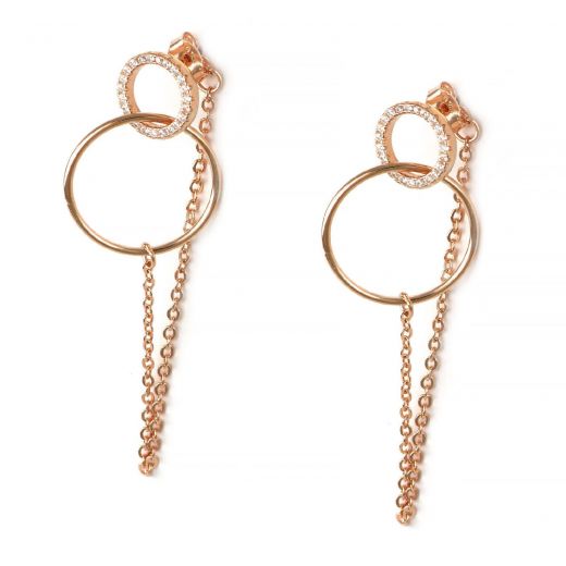925 Sterling Silver stud earrings rose gold plated with white cubic zirconia