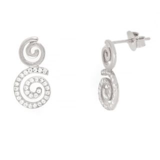 925 Sterling Silver stud earrings with white cubic zirconia and a spiral design 925 Sterling Silver stud earrings with white cubic zirconia and a spiral design