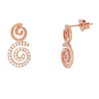 925 Sterling Silver stud earrings rose gold plated with white cubic zirconia and a spiral design 925 Sterling Silver stud earrings rose gold plated with white cubic zirconia and a spiral design