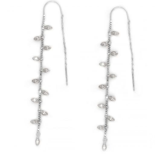 925 Sterling Silver earrings rhodium plated with a hook and white cubic zirconia
