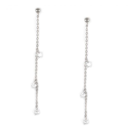 COPY - 925 Sterling Silver earrings rhodium plated with white crystals