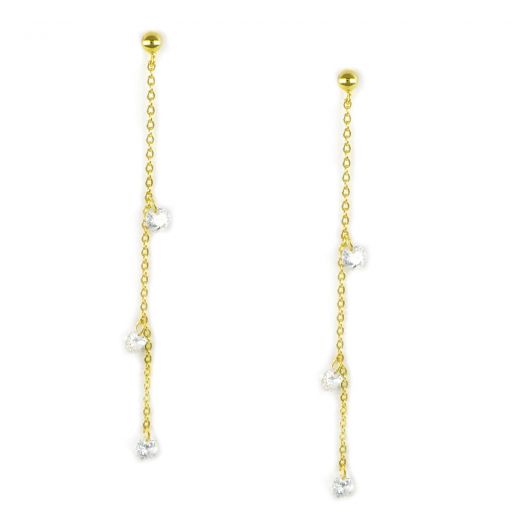 925 Sterling Silver earrings gold plated with white crystals