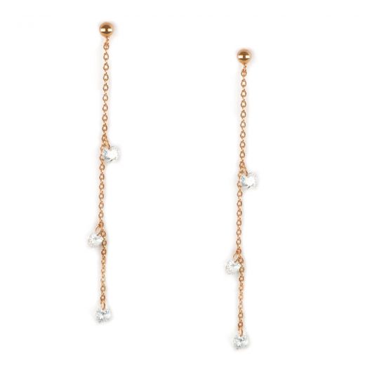 925 Sterling Silver earrings rose gold plated with white crystals