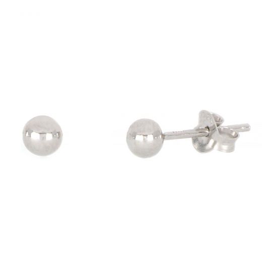 925 Sterling Silver earrings rhodium plated balls 4mm