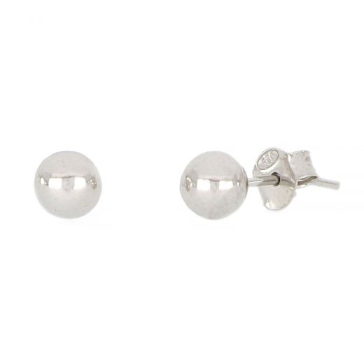 925 Sterling Silver earrings rhodium plated balls 5mm