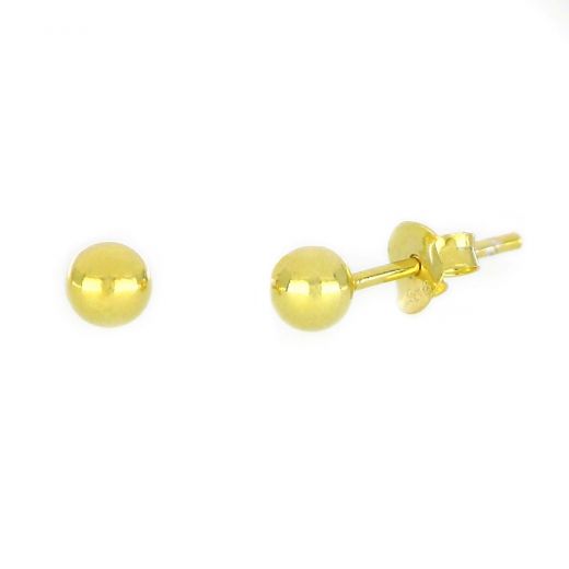 925 Sterling Silver earrings gold plated balls 4mm