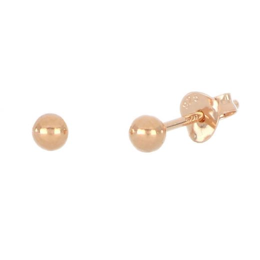 925 Sterling Silver earrings with rose gold plating balls 3mm