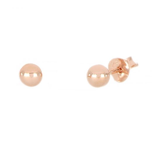 925 Sterling Silver earrings with rose gold plating balls 4mm