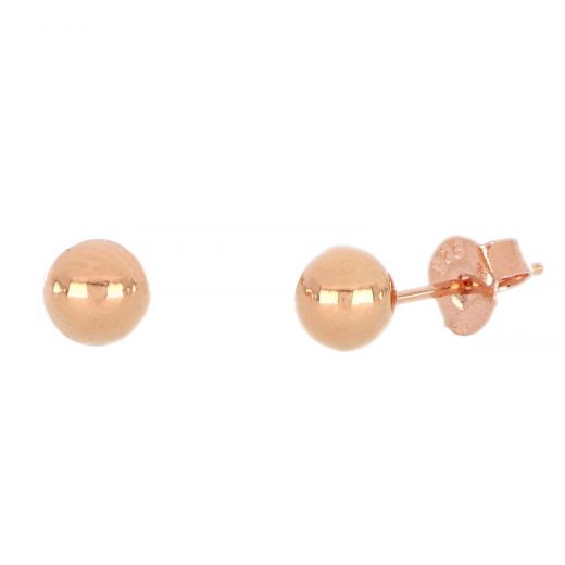 925 Sterling Silver earrings with rose gold plating balls 5mm