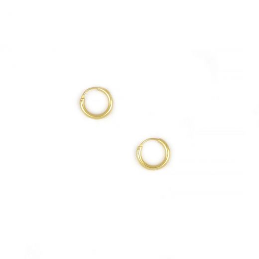 925 Sterling Silver hoop earrings gold plated with thickness 1,8mm and diameter 12mm