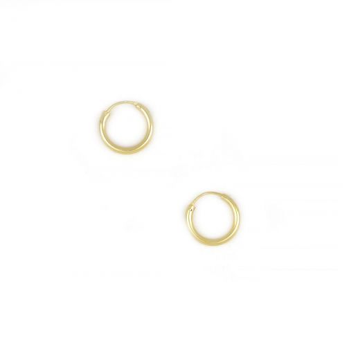 925 Sterling Silver hoop earrings gold plated with thickness 1,8mm and diameter 14mm