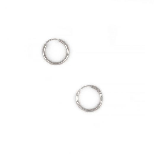 925 Sterling Silver hoop earrings rhodium plated with thickness 1,8mm and diameter 16mm