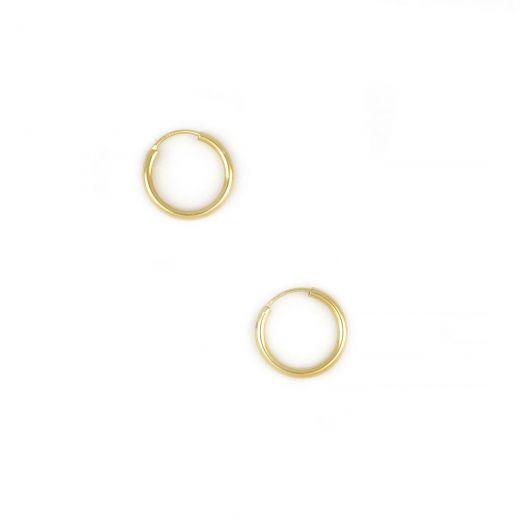 925 Sterling Silver hoop earrings gold plated with thickness 1,8mm and diameter 16mm