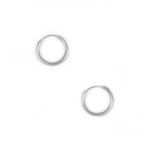 925 Sterling Silver hoop earrings rhodium plated with thickness 1,8mm and diameter 18mm