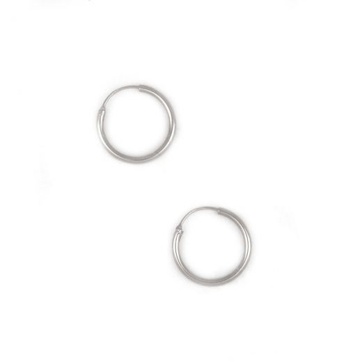 925 Sterling Silver hoop earrings rhodium plated with thickness 1,8mm and diameter 20mm