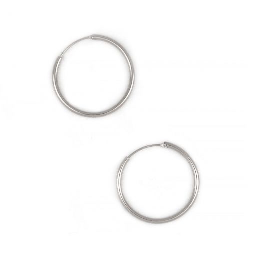 925 Sterling Silver hoop earrings rhodium plated with thickness 1,8mm and diameter 25mm