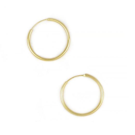 925 Sterling Silver hoop earrings gold plated with thickness 1,8mm and diameter 25mm