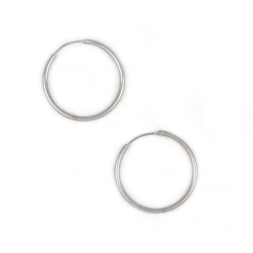 925 Sterling Silver hoop earrings rhodium plated with thickness 1,8mm and diameter 30mm