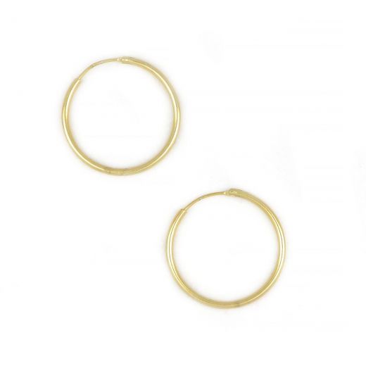 925 Sterling Silver hoop earrings gold plated with thickness 1,8mm and diameter 30mm