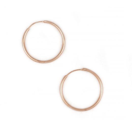 925 Sterling Silver hoop earrings rose gold plated with thickness 1,8mm and diameter 30mm