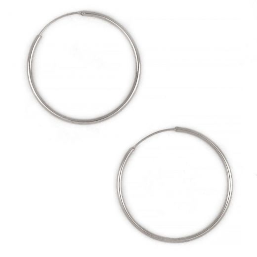 925 Sterling Silver hoop earrings rhodium plated with thickness 1,8mm and diameter 40mm