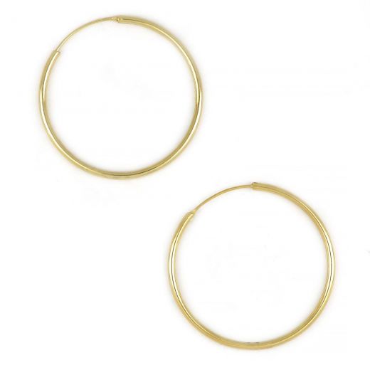 925 Sterling Silver hoop earrings gold plated with thickness 1,8mm and diameter 40mm