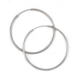 925 Sterling Silver hoop earrings rhodium plated with thickness 1,8mm and diameter 50mm