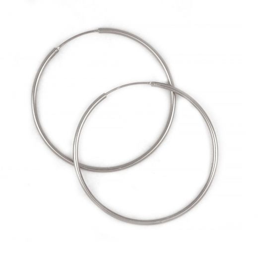 925 Sterling Silver hoop earrings rhodium plated with thickness 1,8mm and diameter 50mm