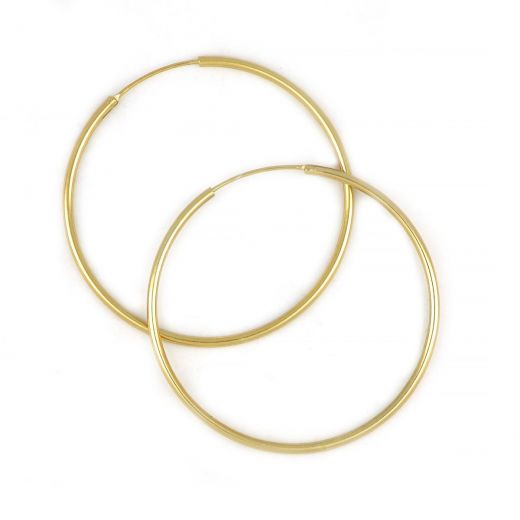 925 Sterling Silver hoop earrings gold plated with thickness 1,8mm and diameter 50mm
