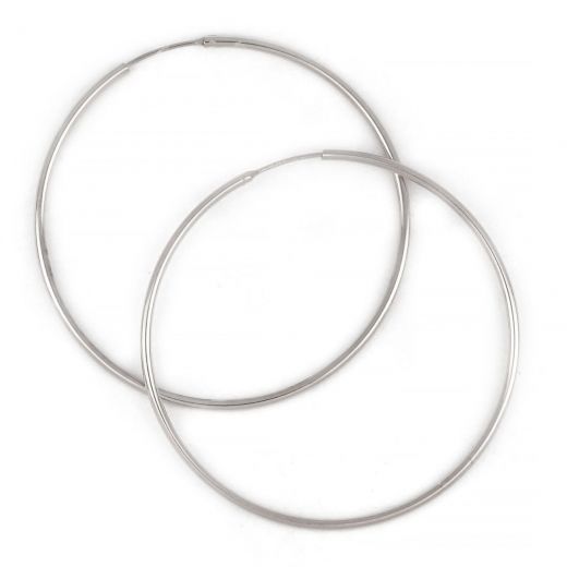 925 Sterling Silver hoop earrings rhodium plated with thickness 1,8mm and diameter 60mm
