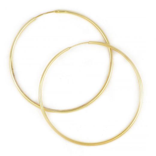 925 Sterling Silver hoop earrings gold plated with thickness 1,8mm and diameter 60mm