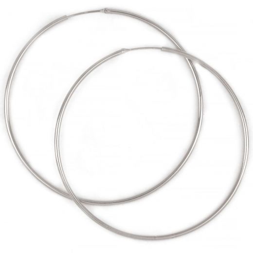 925 Sterling Silver hoop earrings rhodium plated with thickness 1,8mm and diameter 70mm
