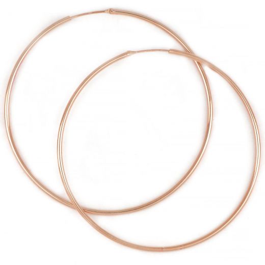 925 Sterling Silver hoop earrings rose gold plated with thickness 1,8mm and diameter 70mm