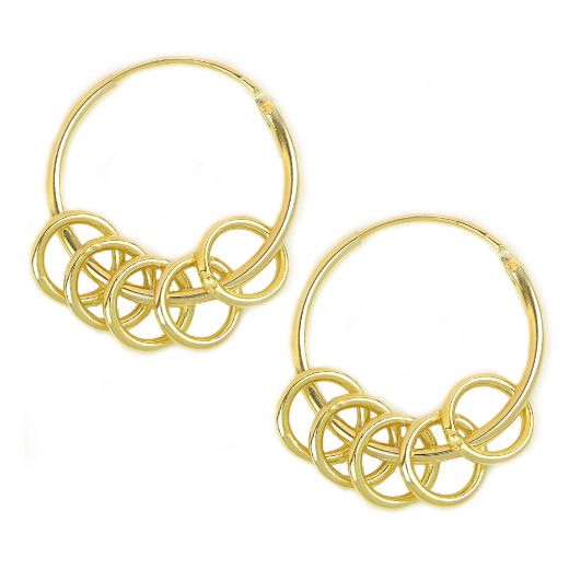 925 Sterling silver gold plated earrings rings 18mm