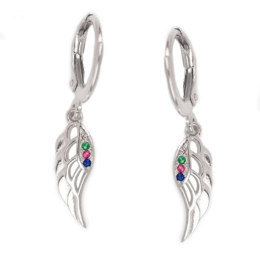 925 Sterling silver earring rings 13mm with feather