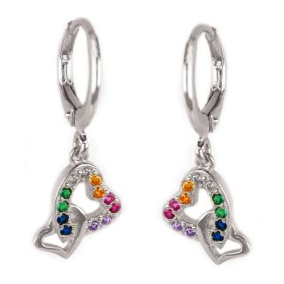 925 Sterling silver earrings rings 13mm with double heart 925 Sterling silver earrings rings 13mm with double heart