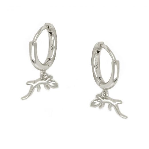 925 Sterling silver earrings rings 12mm with pendant lizard