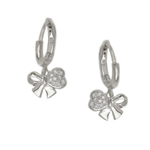 925 Sterling silver earrings rings 12mm with bow and heart