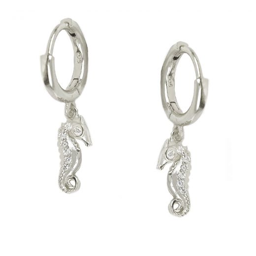 925 Sterling silver earrings rings 12mm with hippocampus
