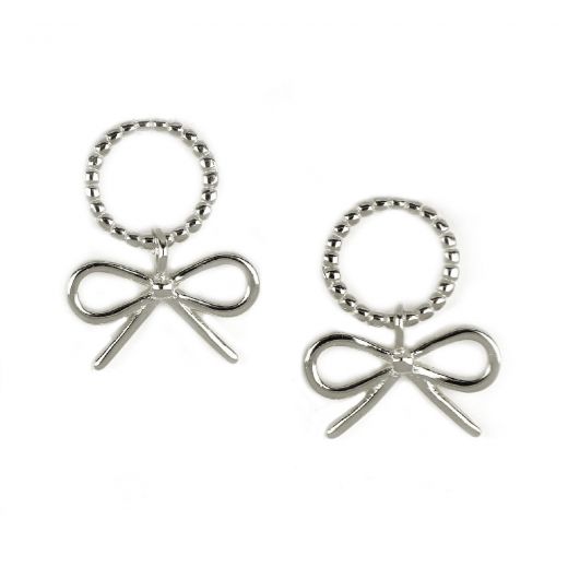 925 Sterling silver stud earrings with pendant bow