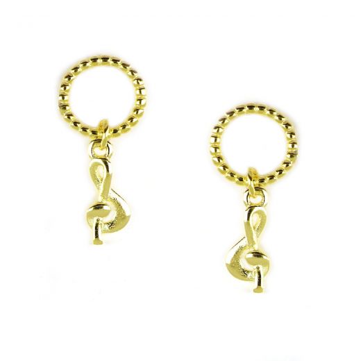 925 Sterling Silver gold plated stud earrings with pendant SOL key