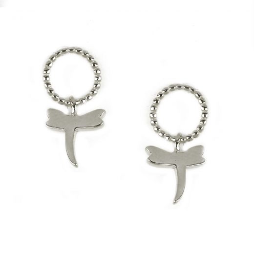 925 Sterling silver stud earrings with pendant dragonfly