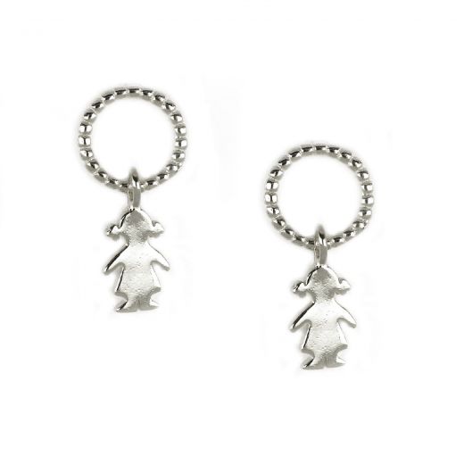925 Sterling silver stud earrings with pendant little girl