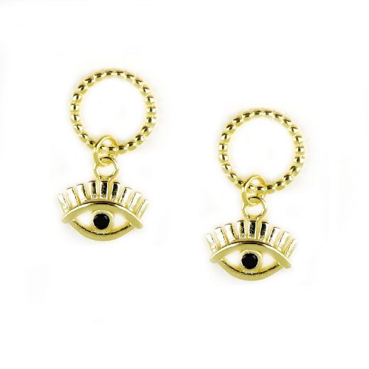 925 Sterling Silver gold plated stud earrings little eye with zircon