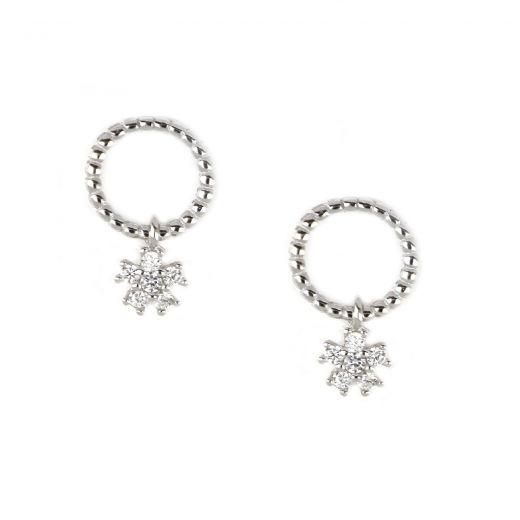 925 Sterling silver stud earrings pendant flower with white zircons