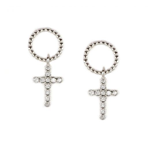 925 Sterling silver stud earrings with cross white zircon
