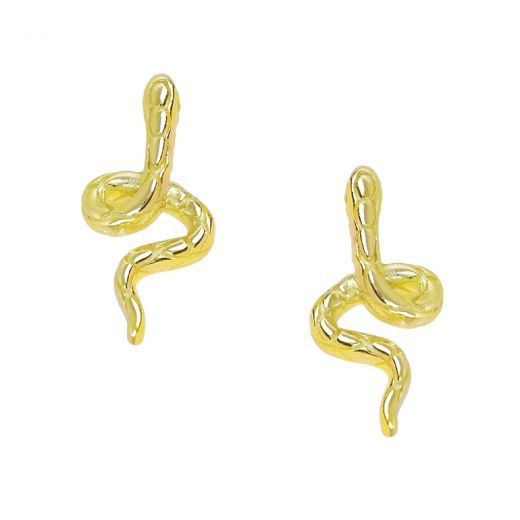 925 Sterling Silver gold plated earrings 17mm snakes design "SNAKES" collection